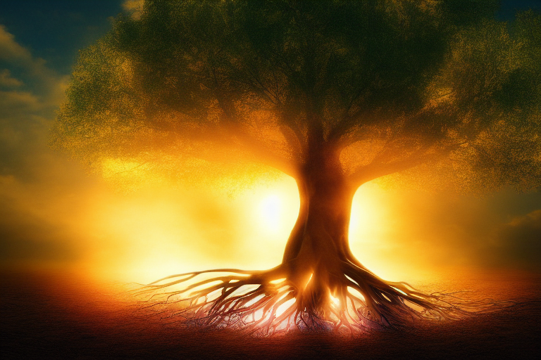大地に根を張るグラウンディングのスピリチュアルイメージ