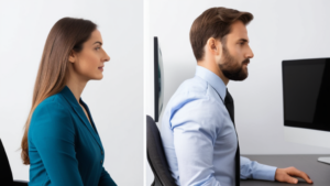 正しい姿勢と猫背の比較