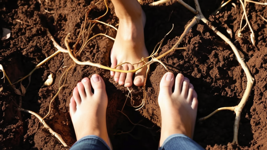 大地に根を張る裸足のグラウンディング