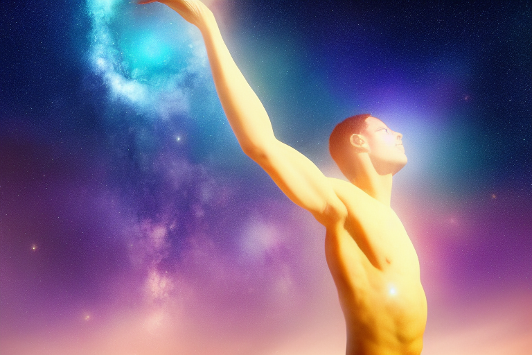 宇宙からの豊かなエネルギーを受け取る人のイメージ 引き寄せの法則