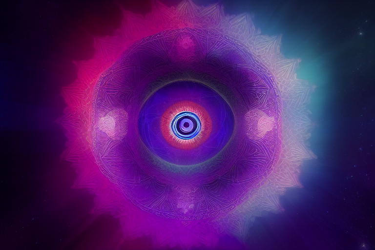 眉間に輝く第三の目（サードアイ）のスピリチュアルイメージ